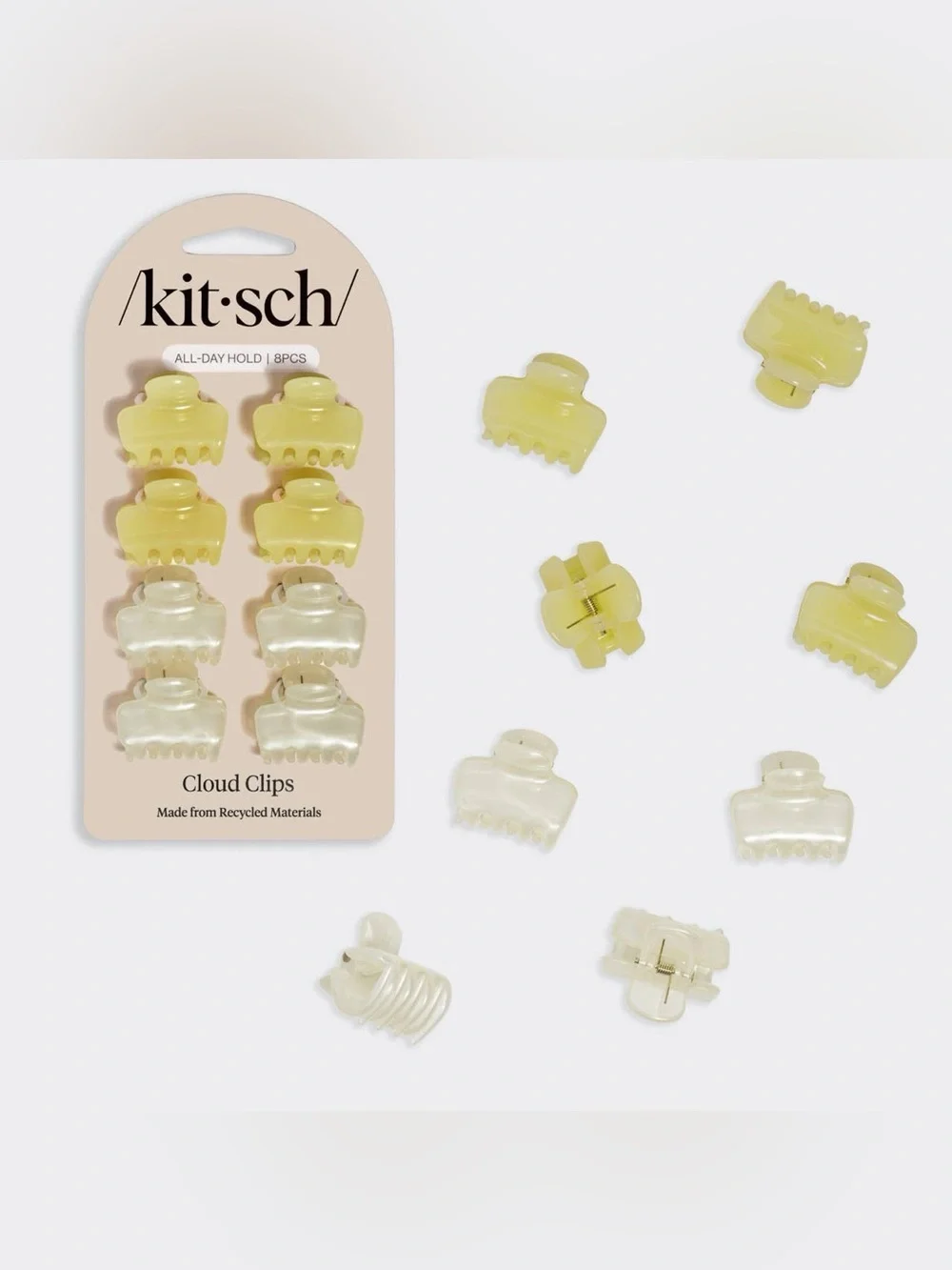 Pearlized Cream & Butter Yellow Mini Jelly Cloud Clips 8pc Set